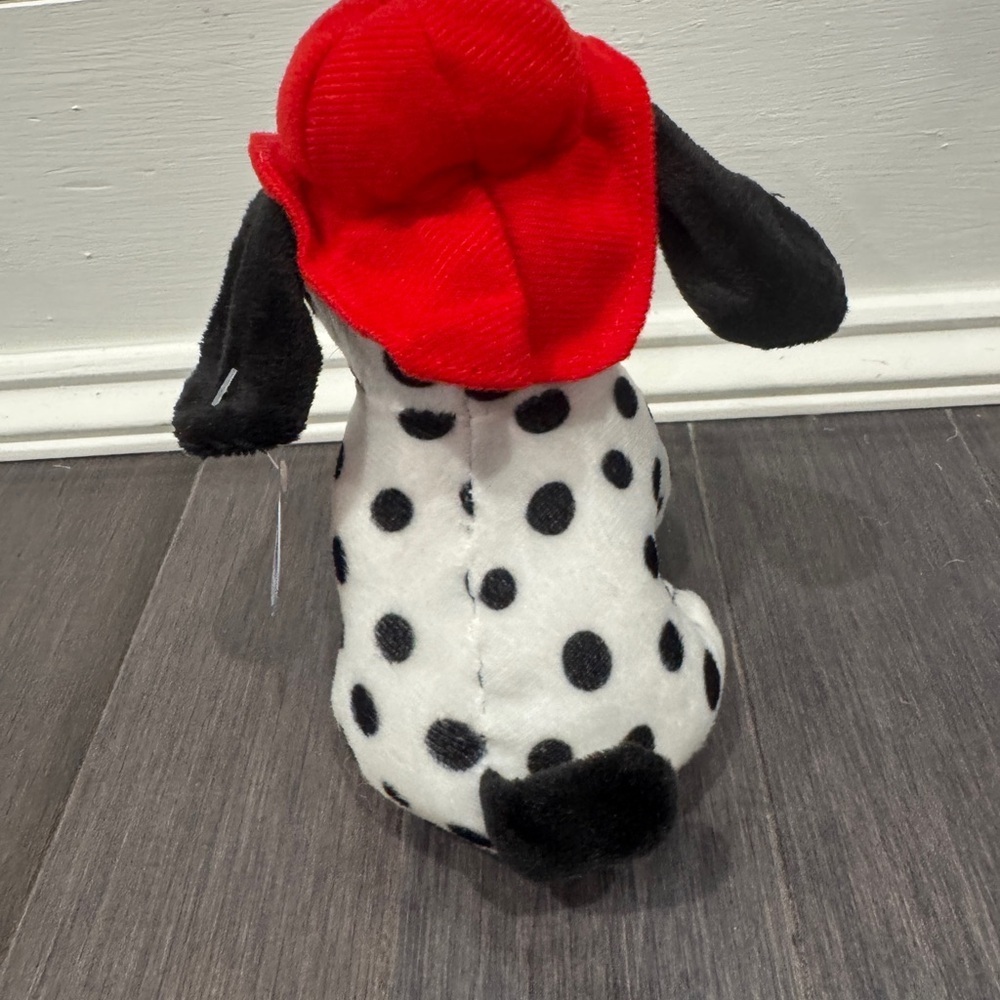 NWT 7 inch Firehouse Dalmatian Dog Plush Toy with Red Firefighter Hat - Picture 3 of 4